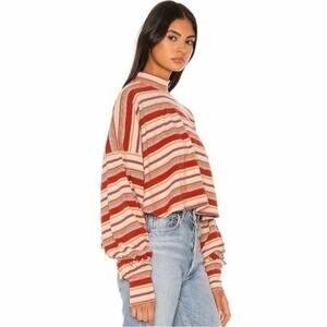 Free People X Revolve Steph Stripe Top “Sand” Cropped Pullover